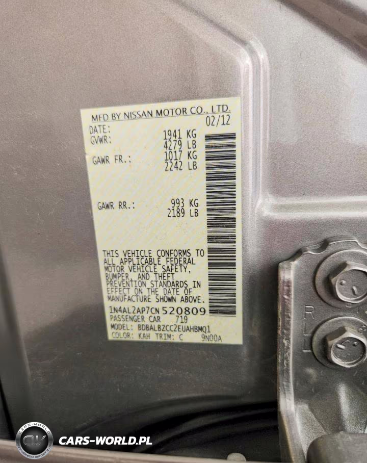 2012 Nissan Altima 2.5 VIN:1N4AL2AP7CN520809 - 13