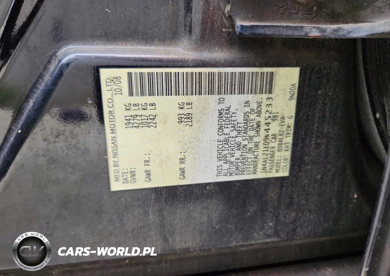 2009 Nissan Altima 2.5 VIN:1N4AL21E09N445233 - 12