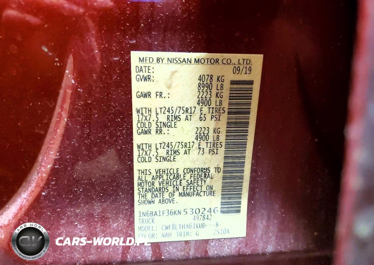2019 Nissan Titan Xd Sv VIN:1N6BA1F36KN530246 - 12