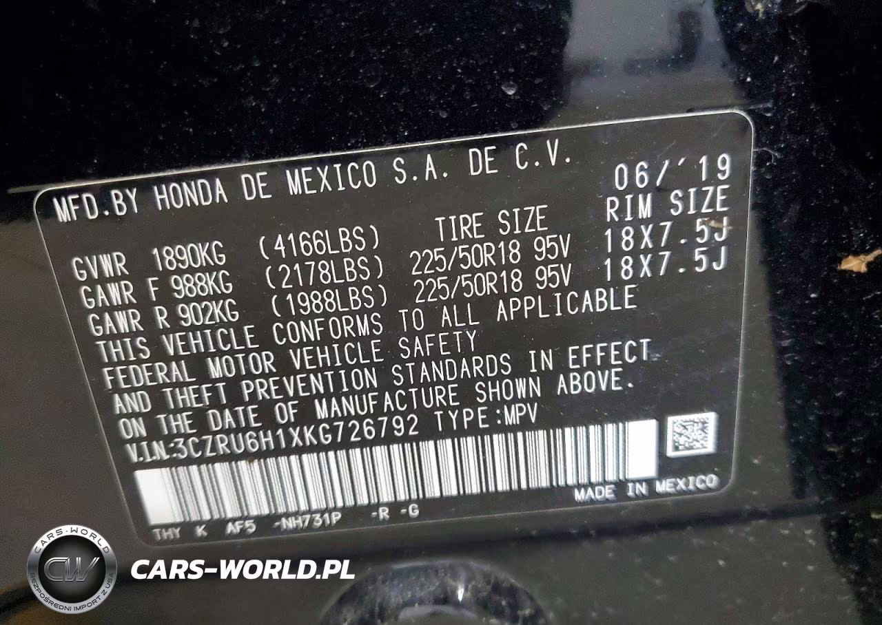 2019 Honda Hr-V Sport VIN:3CZRU6H1XKG726792 - 14