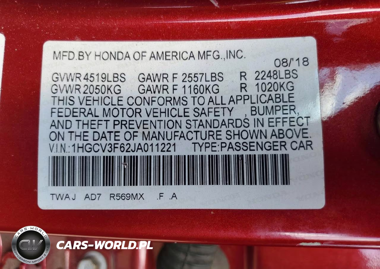 2018 Honda Accord Hybrid Exl VIN:1HGCV3F62JA011221 - 12