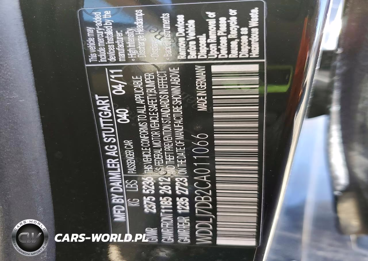 2012 Mercedes-Benz Cls 550 VIN:WDDLJ7DB2CA011066 - 12