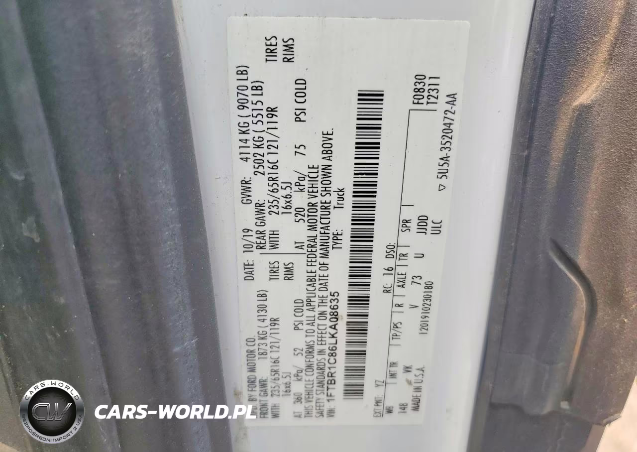 2020 Ford Transit T-250 VIN:1FTBR1C86LKA08635 - 14