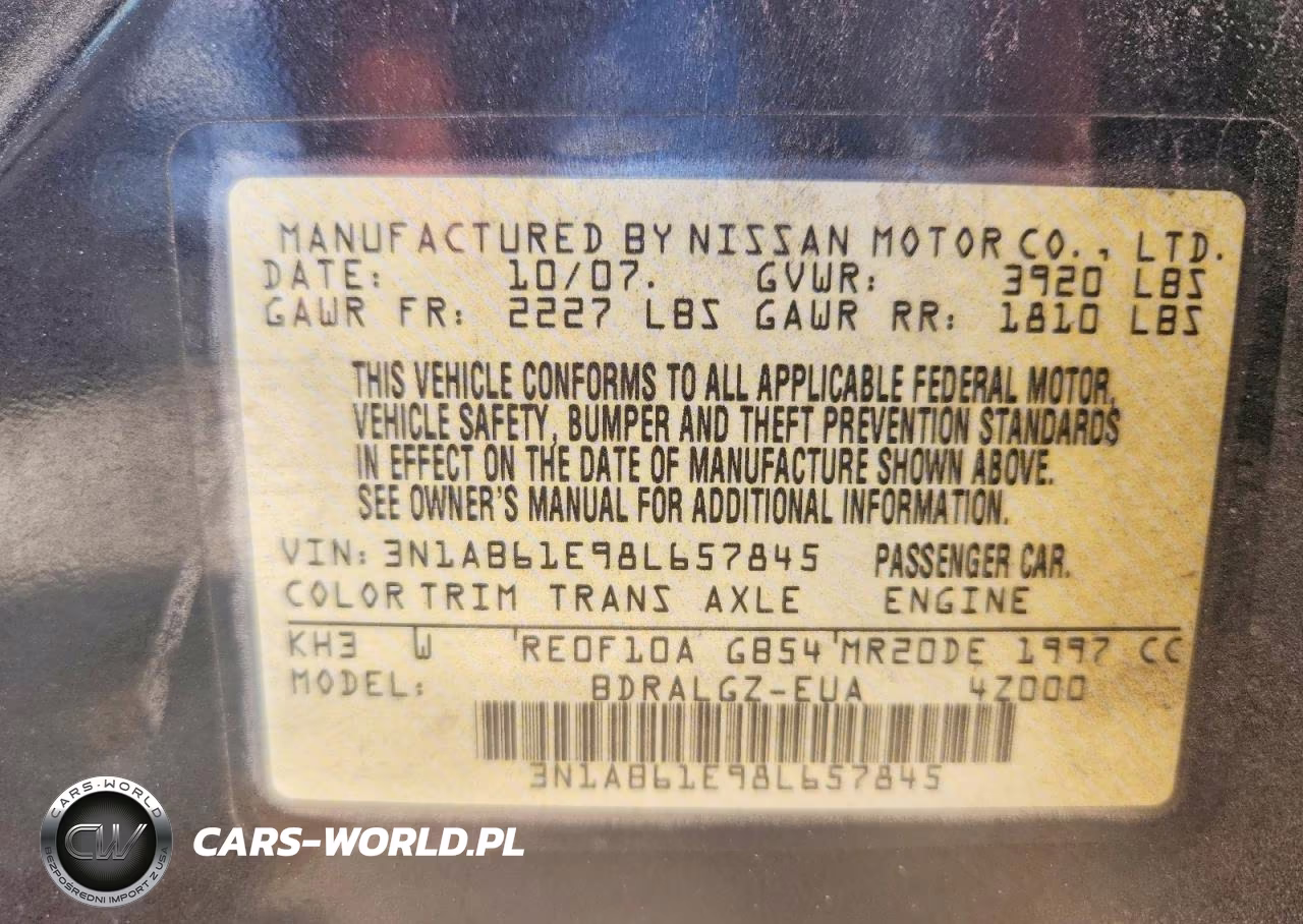 2008 Nissan Sentra 2.0 VIN:3N1AB61E98L657845 - 12