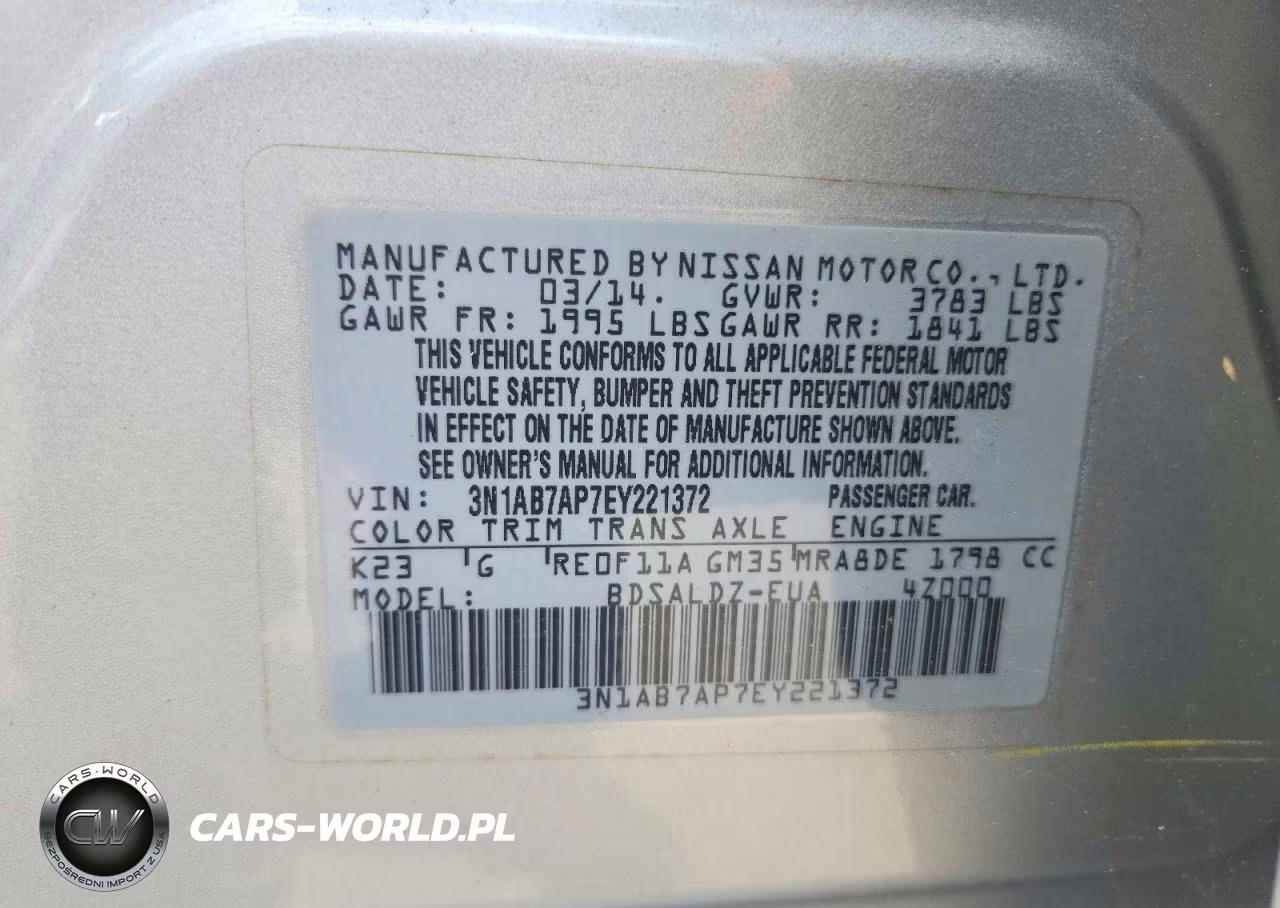 2014 Nissan Sentra Sv VIN:3N1AB7AP7EY221372 - 12
