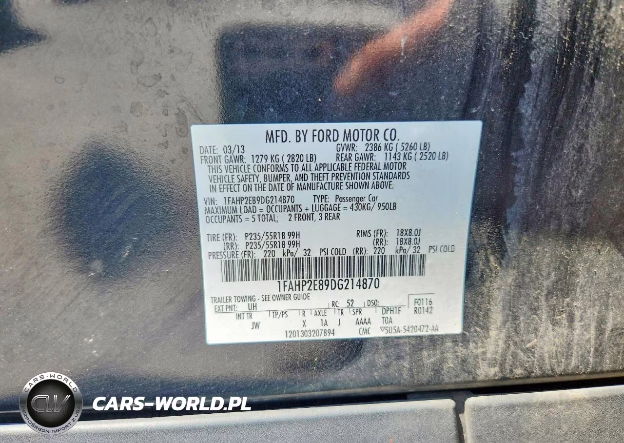 2013 Ford Taurus Sel VIN:1FAHP2E89DG214870 - 12