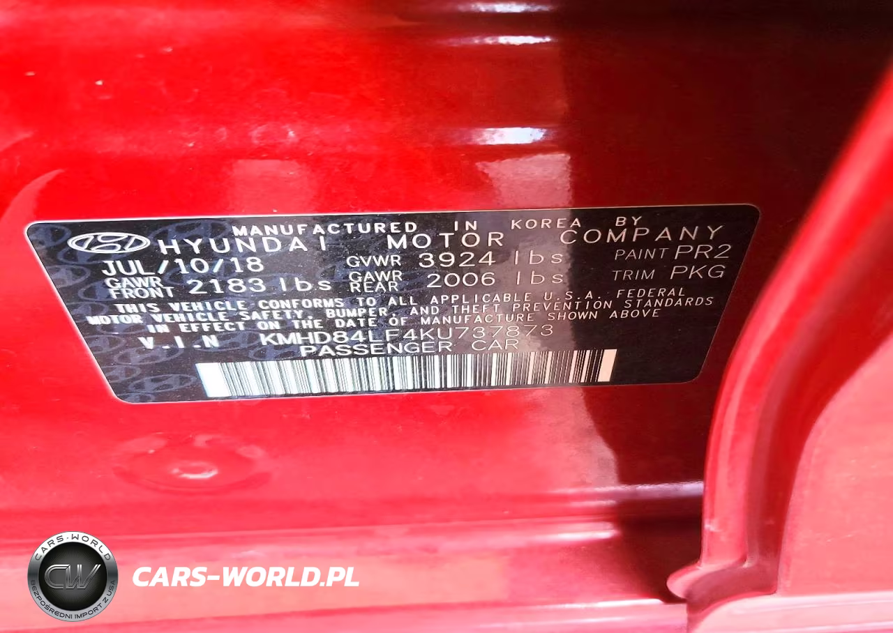 2019 Hyundai Elantra Sel VIN:KMHD84LF4KU737873 - 12