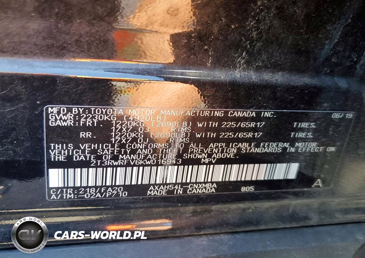2019 Toyota Rav4 Hybrid Xle VIN:2T3RWRFV6KW016943 - 13