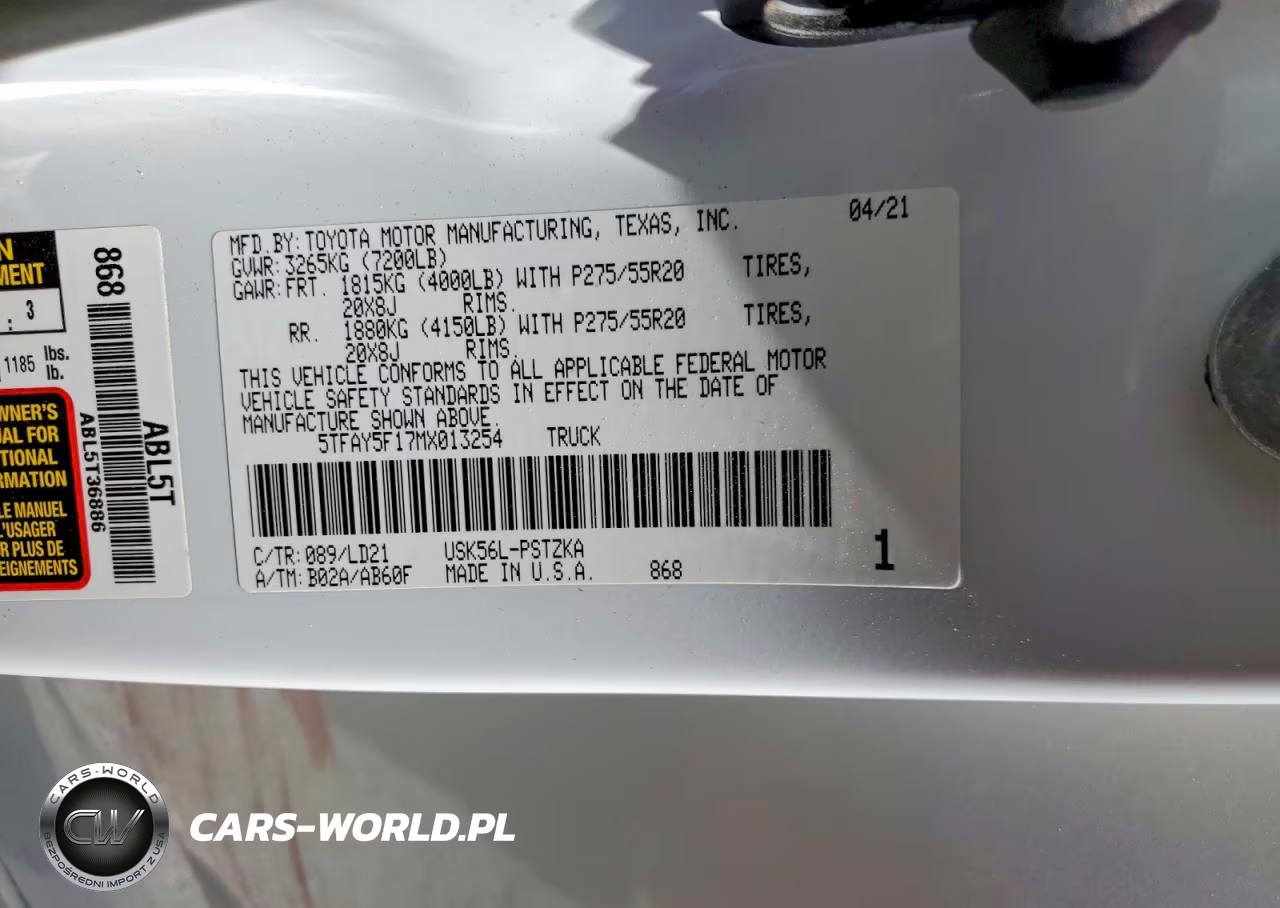 2021 Toyota Tundra 1794 Edition VIN:5TFAY5F17MX013254 - 12