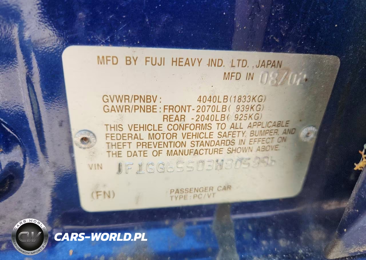 2003 Subaru Impreza Ts VIN:JF1GG65503H805896 - 12
