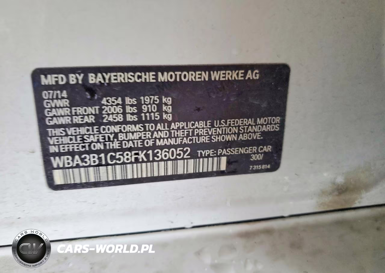2015 BMW 320 I VIN:WBA3B1C58FK136052 - 12
