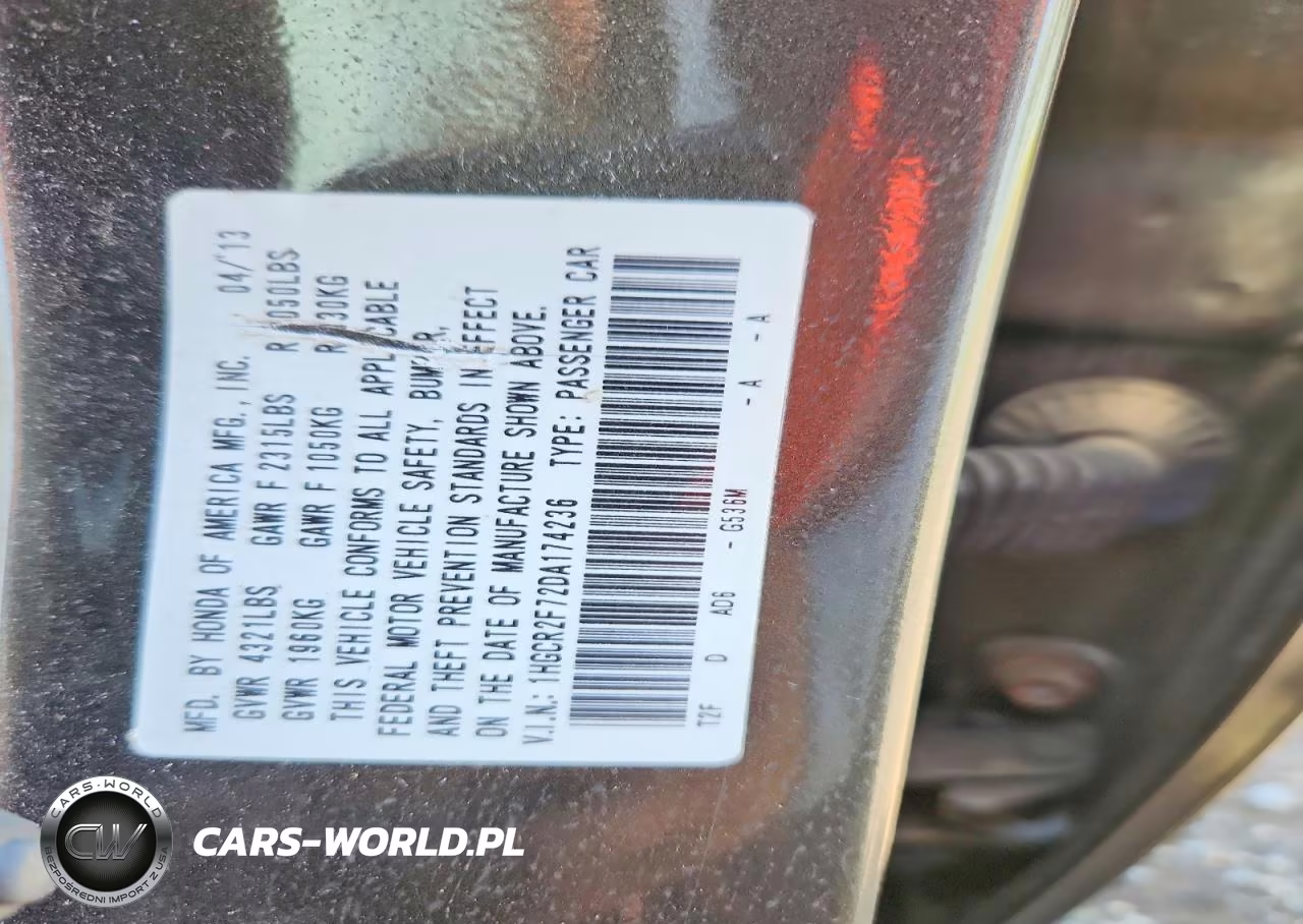 2013 Honda Accord Ex VIN:1HGCR2F72DA174236 - 12