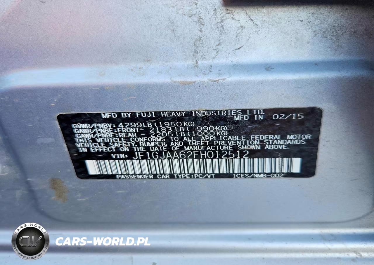 2015 Subaru Impreza VIN:JF1GJAA62FH012512 - 12