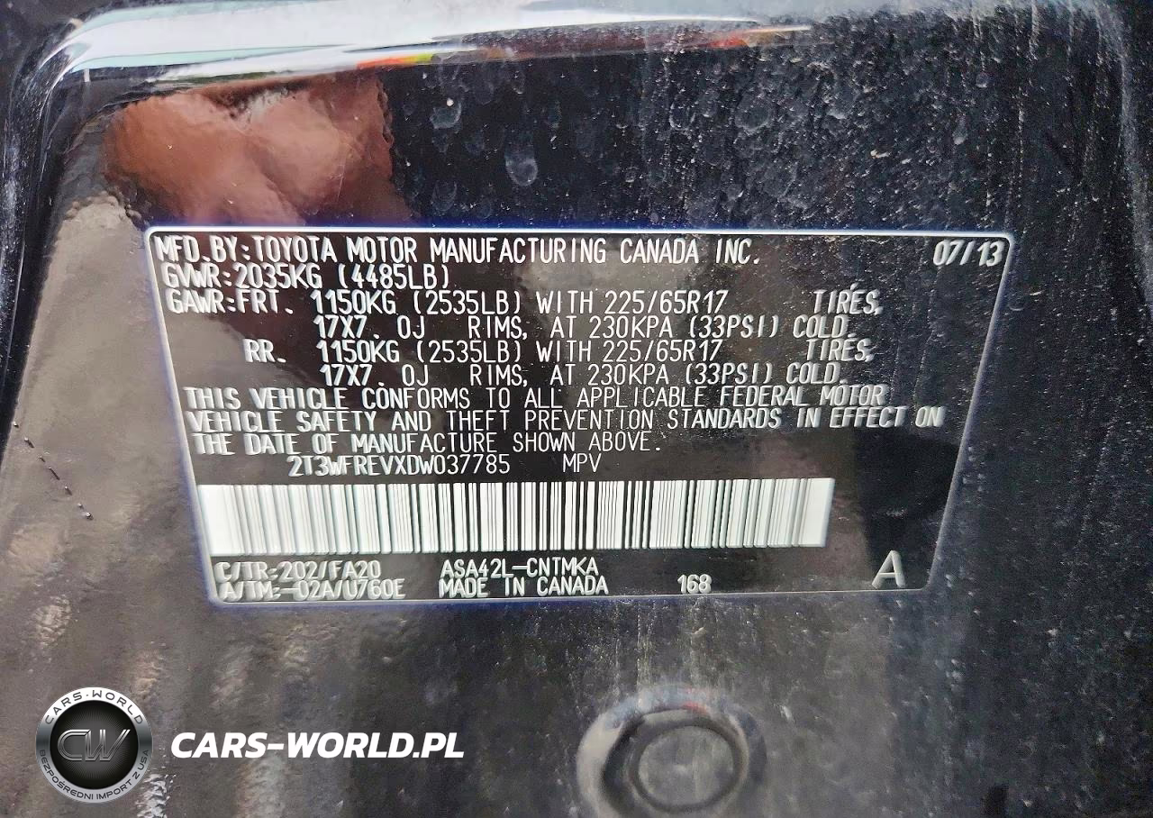 2013 Toyota Rav4 Xle VIN:2T3WFREVXDW037785 - 13