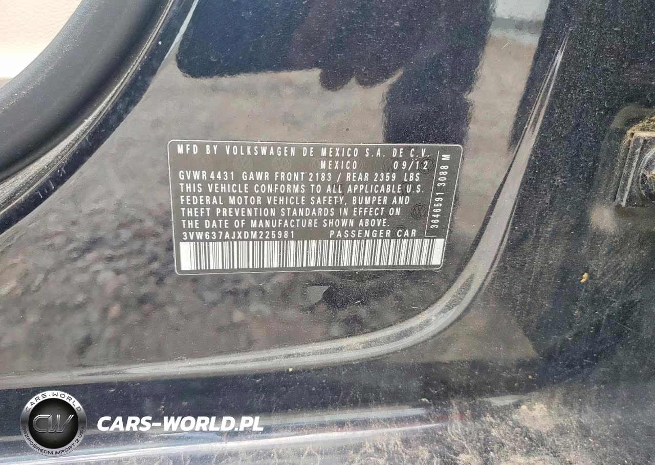 2013 Volkswagen Jetta Hybrid VIN:3VW637AJXDM225981 - 12