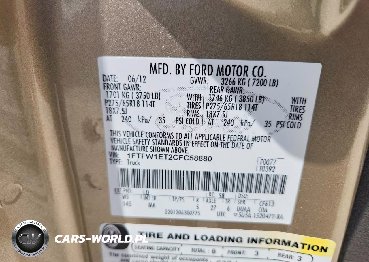 2012 Ford F150 Supercrew VIN:1FTFW1ET2CFC58880 - 12