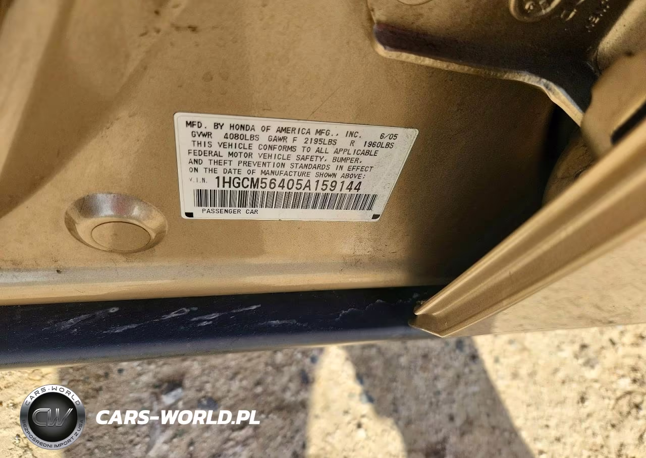 2005 Honda Accord Lx VIN:1HGCM56405A159144 - 12