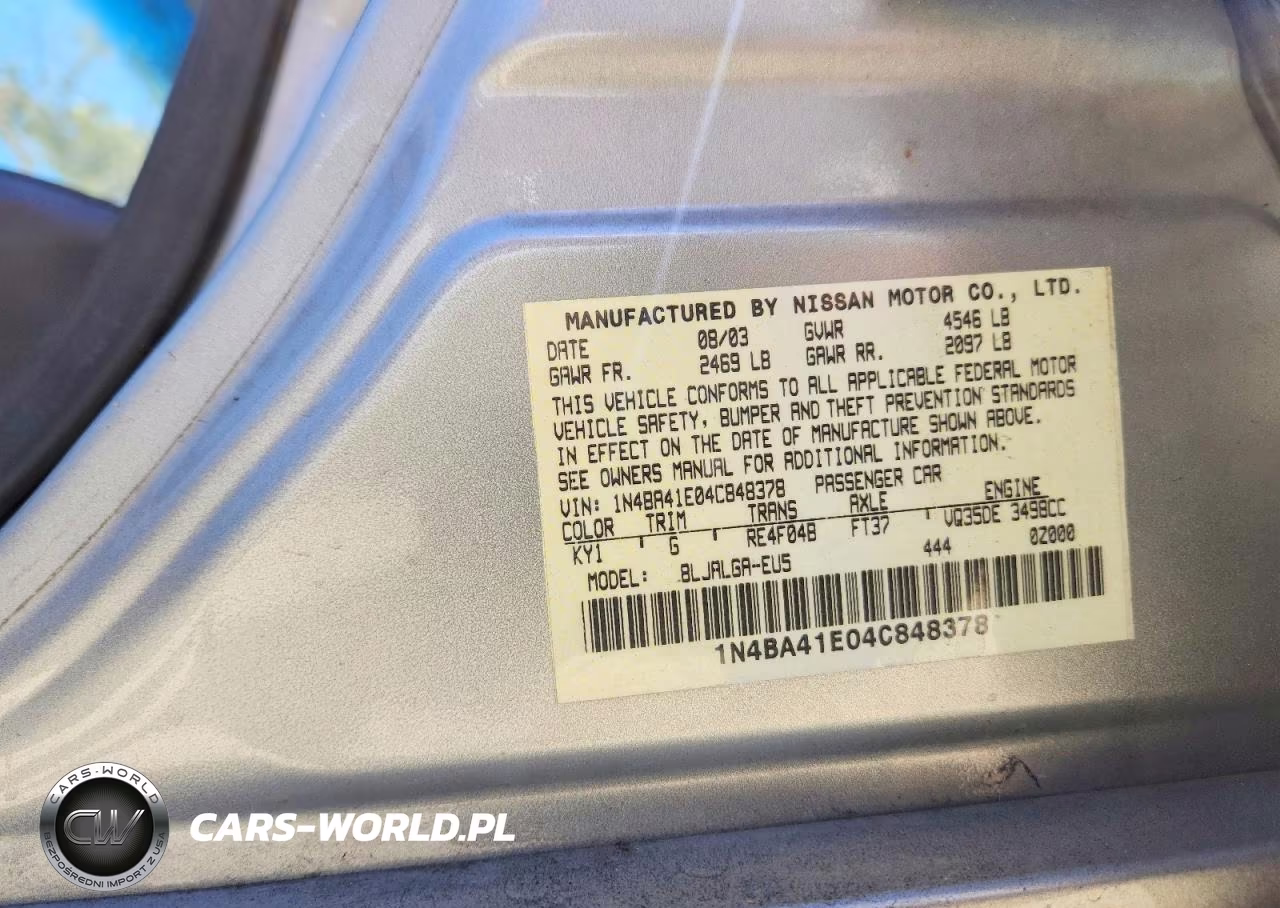2004 Nissan Maxima 3.5 Se VIN:1N4BA41E04C848378 - 12