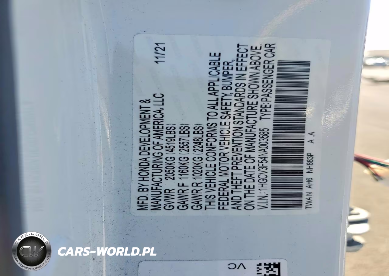 2022 Honda Accord Hybrid Exl VIN:1HGCV3F54NA003585 - 12