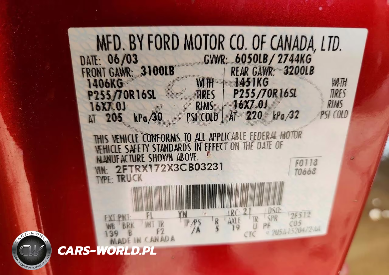 2003 Ford F150 VIN:2FTRX172X3CB03231 - 12