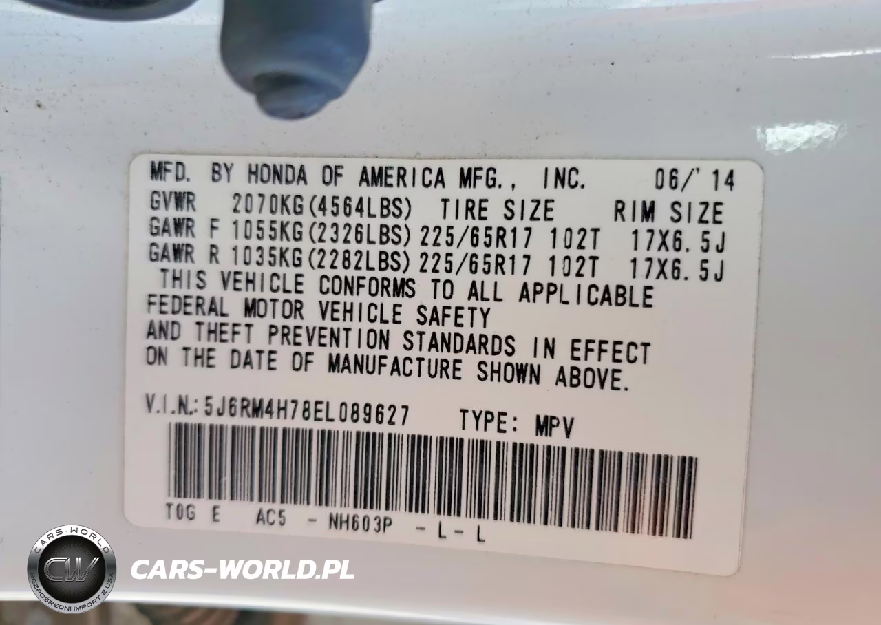 2014 Honda Cr-V Exl VIN:5J6RM4H78EL089627 - 13