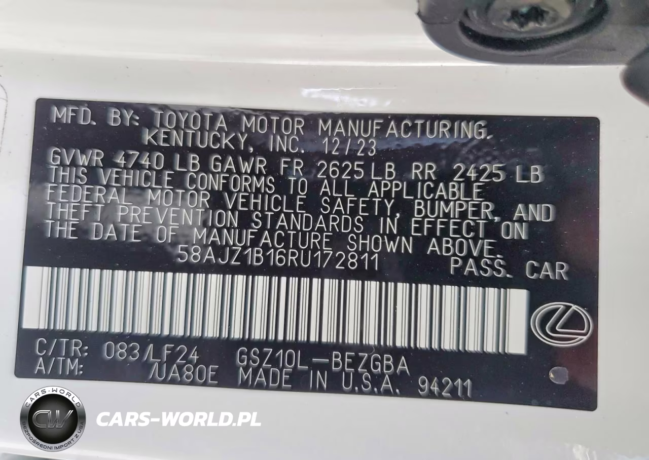 2024 Lexus Es 350 F Sport Handling VIN:58AJZ1B16RU172811 - 12