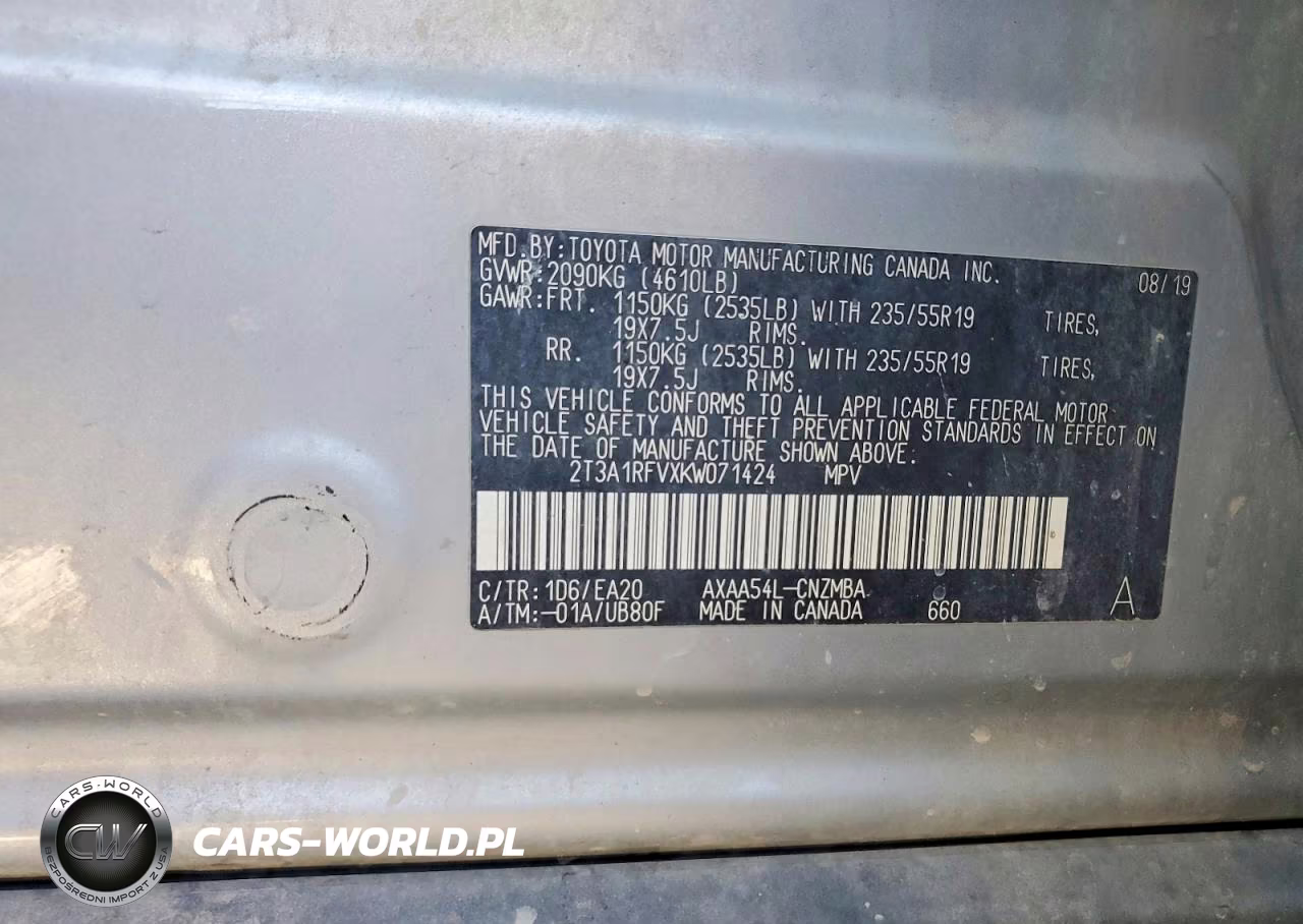 2019 Toyota Rav4 Xle Premium VIN:2T3A1RFVXKW071424 - 13