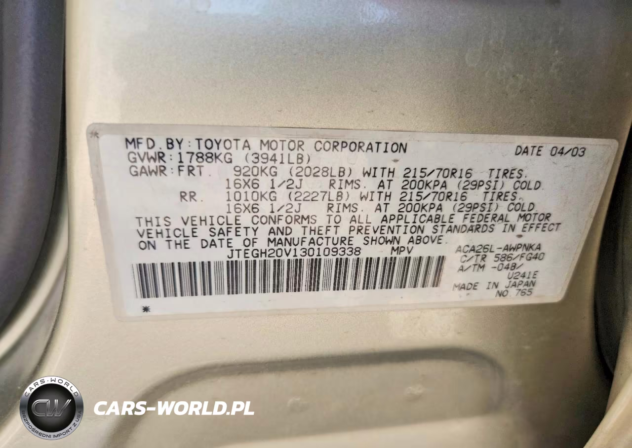2003 Toyota Rav4 Base VIN:JTEGH20V130109338 - 13