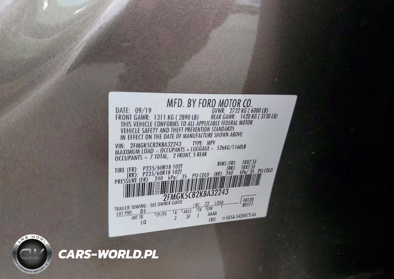 2019 Ford Flex Sel VIN:2FMGK5C82KBA32243 - 13