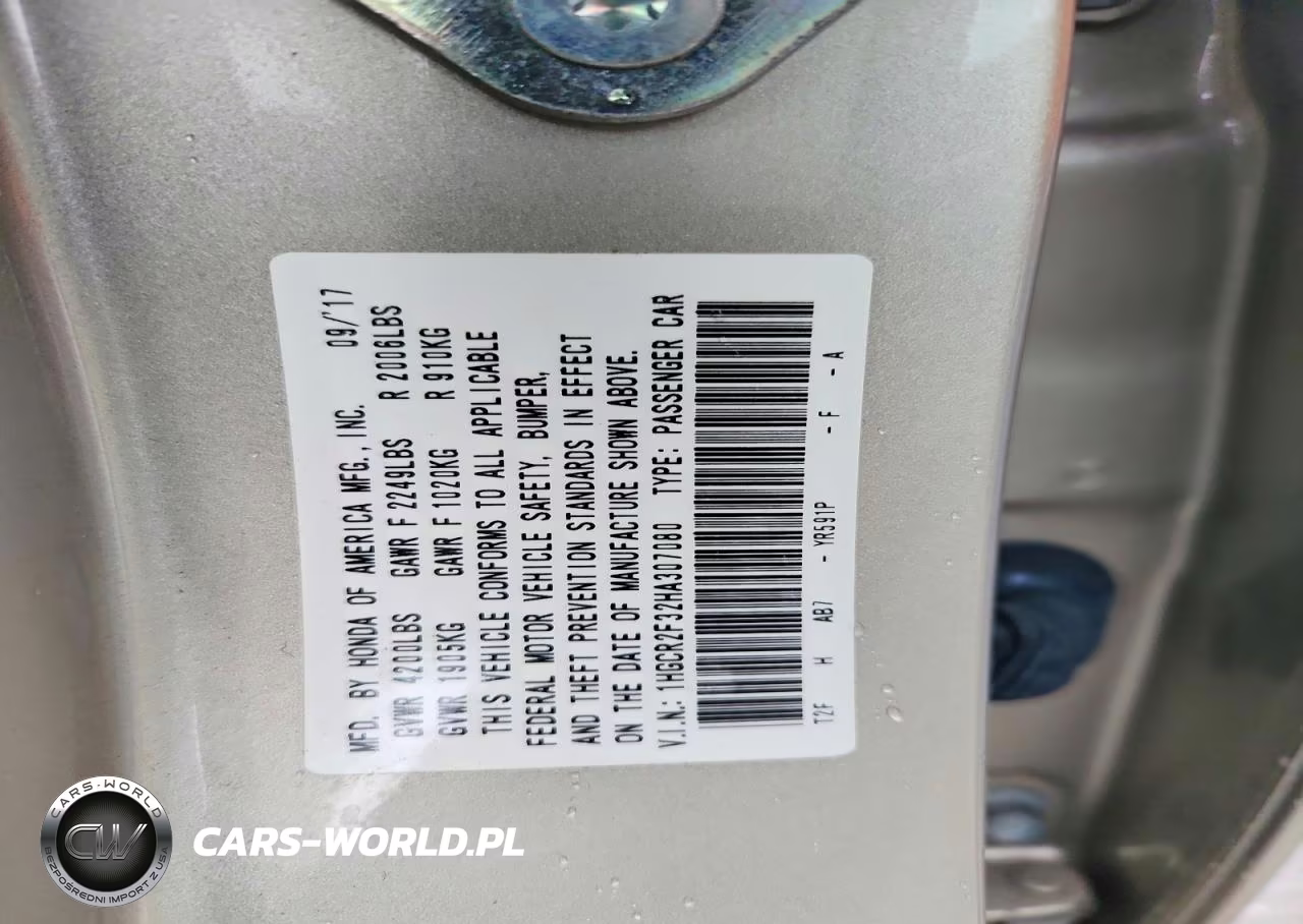 2017 Honda Accord Lx VIN:1HGCR2F32HA307080 - 13