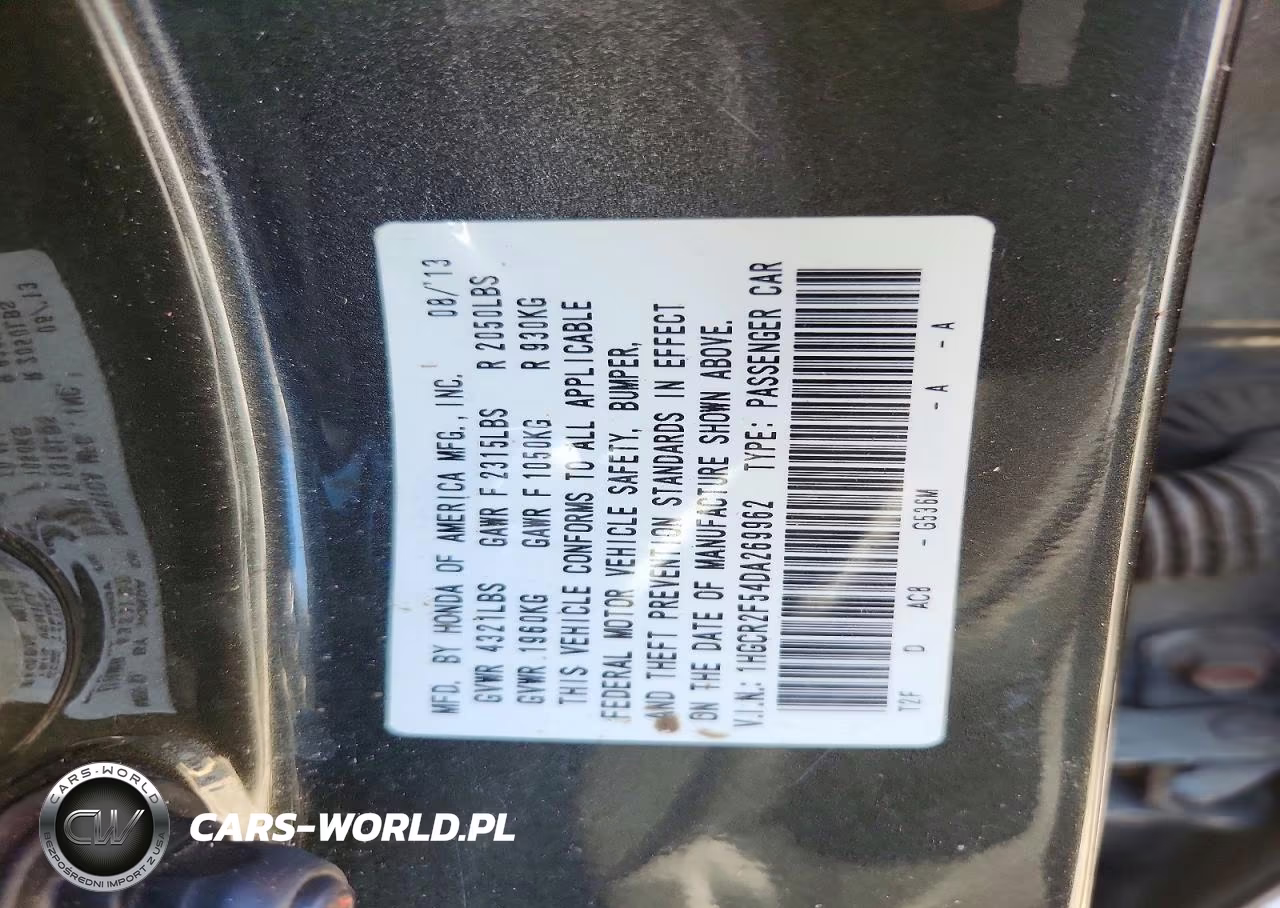 2013 Honda Accord Sport VIN:1HGCR2F54DA269962 - 12