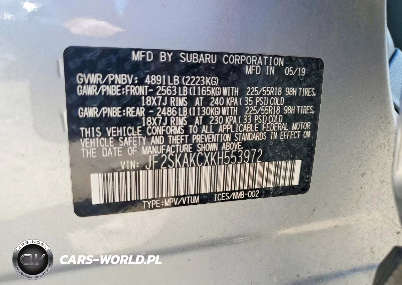 2019 Subaru Forester Sport VIN:JF2SKAKCXKH553972 - 13