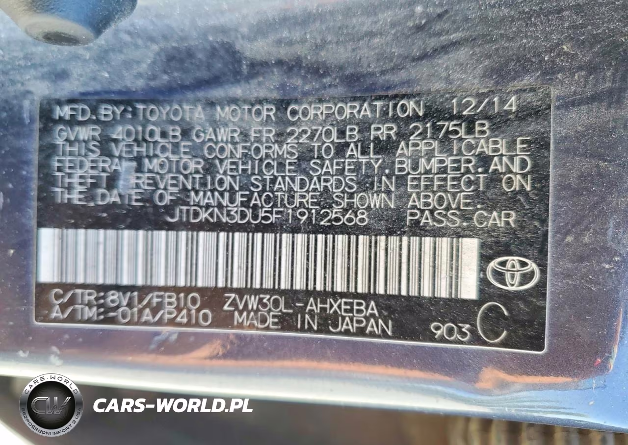 2015 Toyota Prius Two VIN:JTDKN3DU5F1912568 - 12