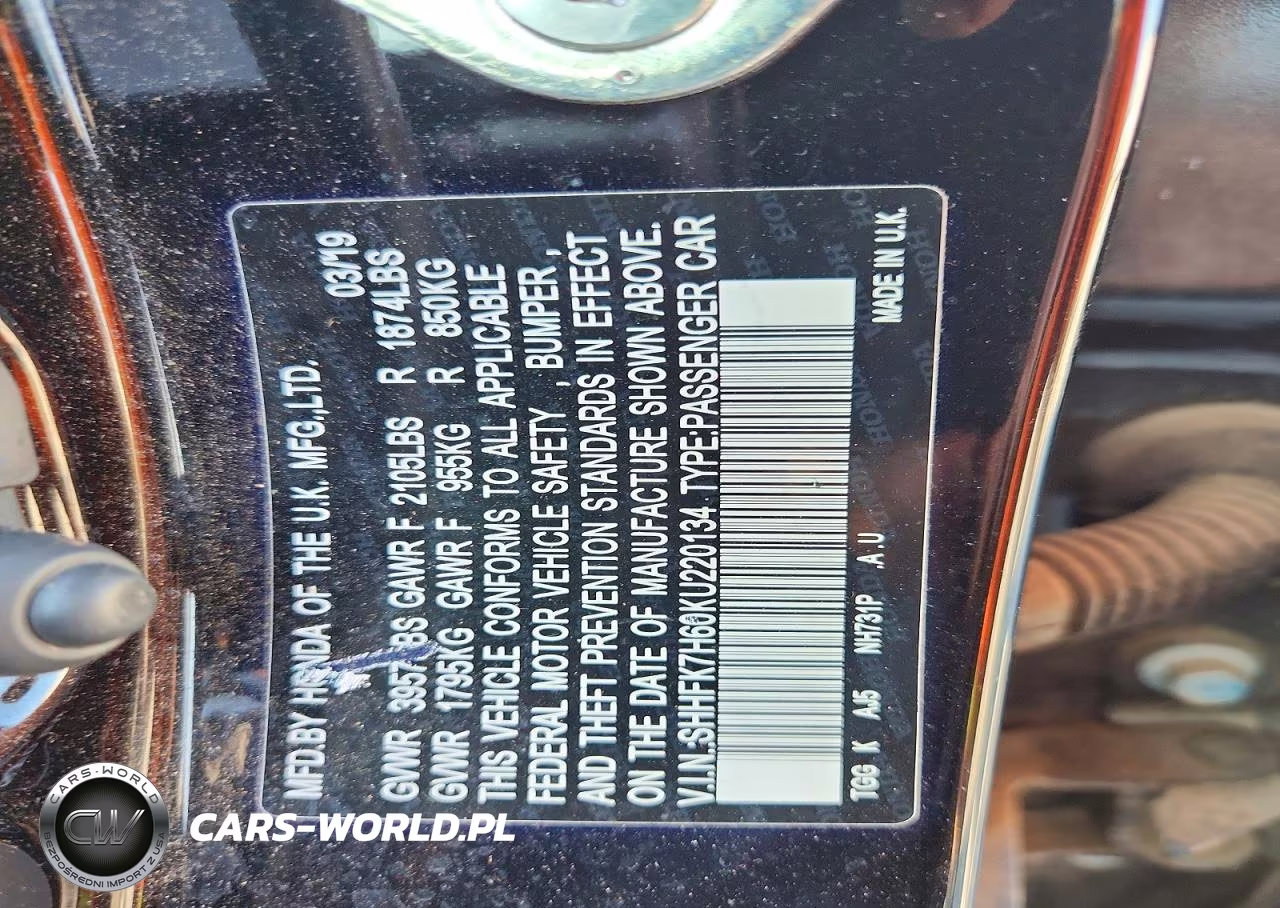 2019 Honda Civic Ex VIN:SHHFK7H60KU220134 - 12