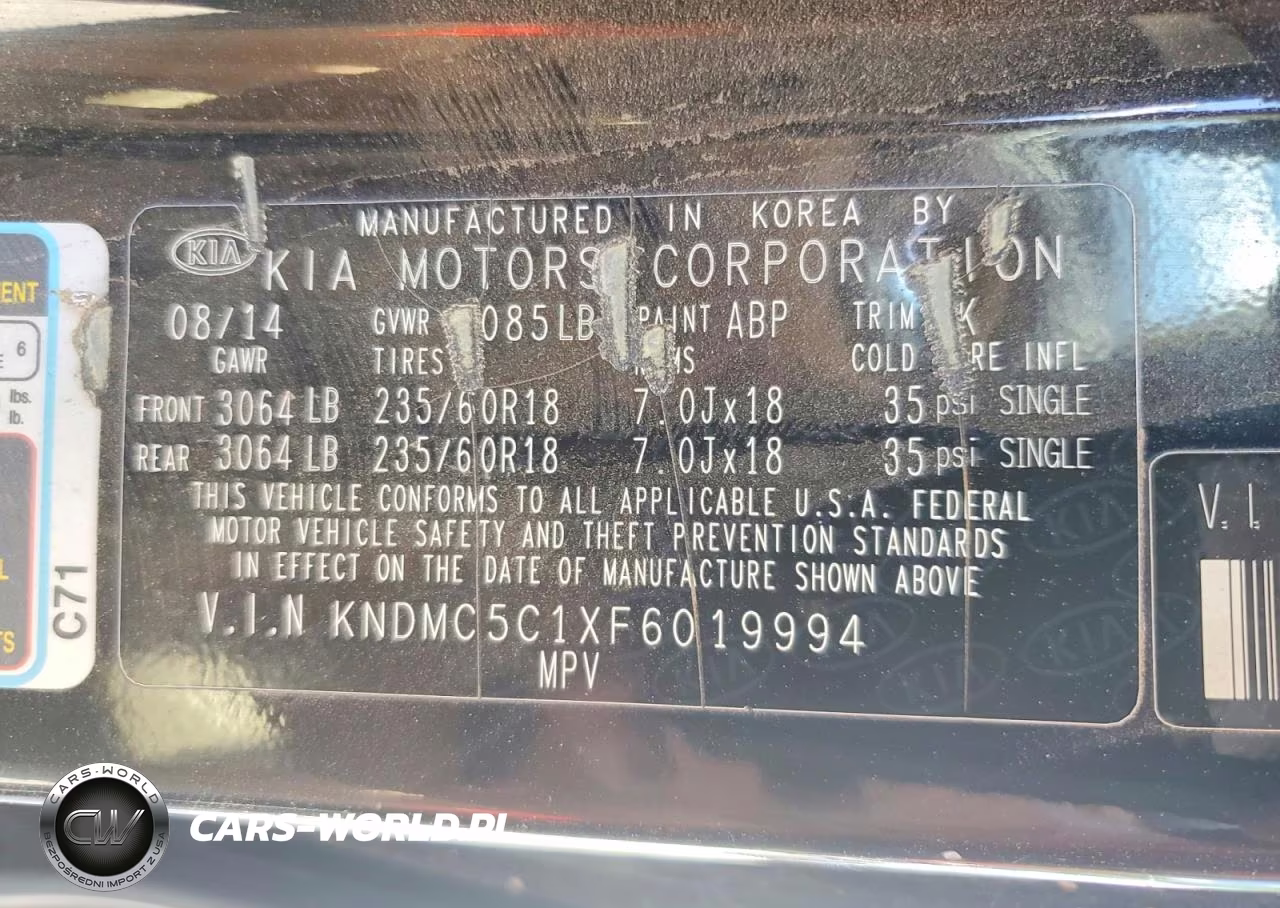 2015 Kia Sedona Ex VIN:KNDMC5C1XF6019994 - 13