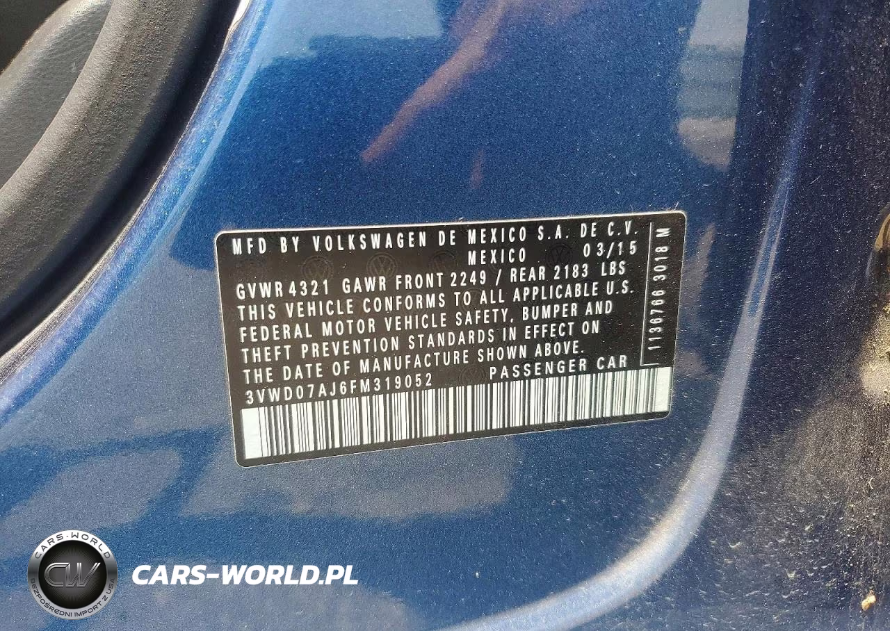 2015 Volkswagen Jetta Se VIN:3VWD07AJ6FM319052 - 12