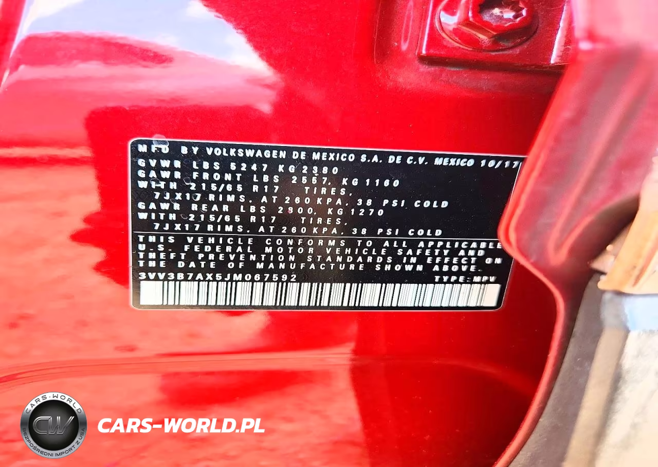 2018 Volkswagen Tiguan Se VIN:3VV3B7AX5JM067592 - 12