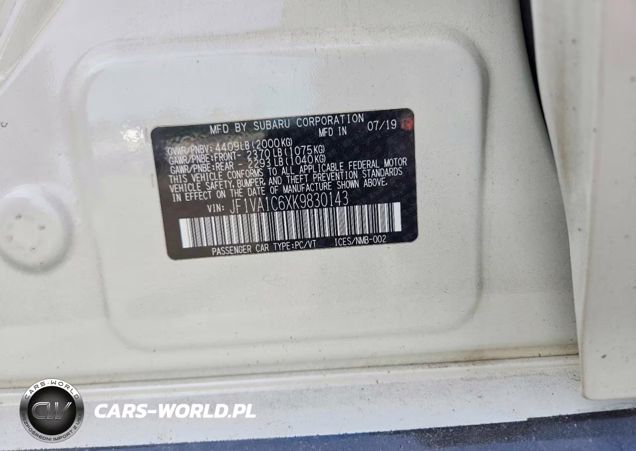 2019 Subaru Wrx Premium VIN:JF1VA1C6XK9830143 - 12