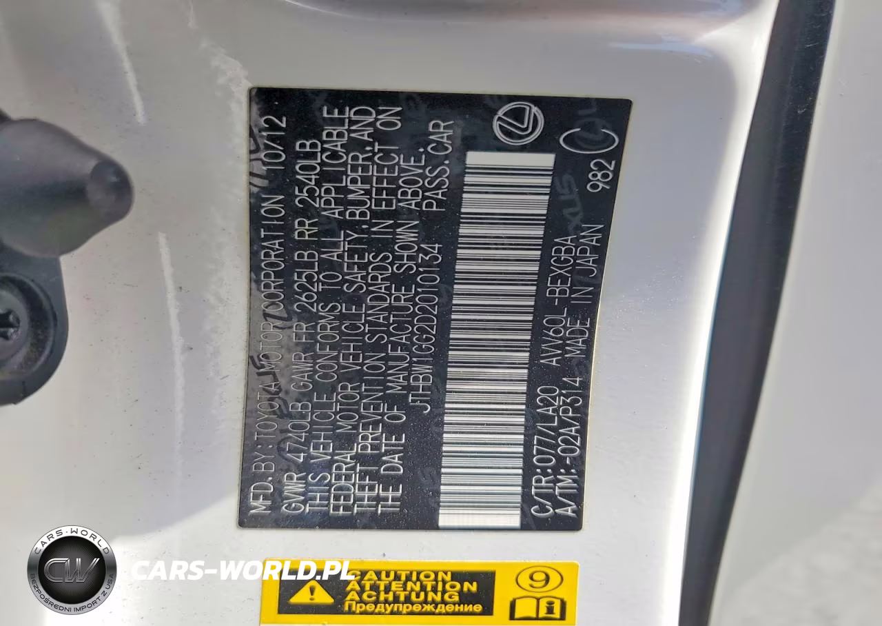 2013 Lexus Es 300H VIN:JTHBW1GG2D2010134 - 12