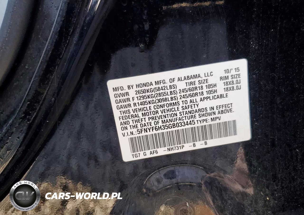 2016 Honda Pilot Ex VIN:5FNYF6H35GB033445 - 13