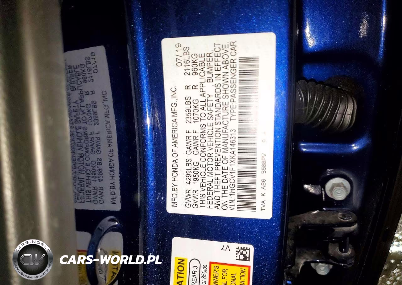 2019 Honda Accord Lx VIN:1HGCV1F1XKA146313 - 13