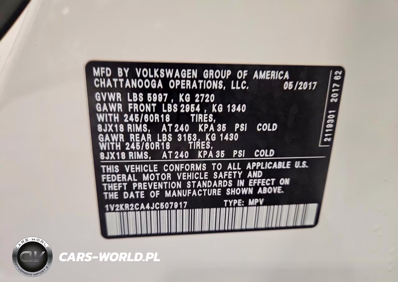 2018 Volkswagen Atlas Se VIN:1V2KR2CA4JC507917 - 13