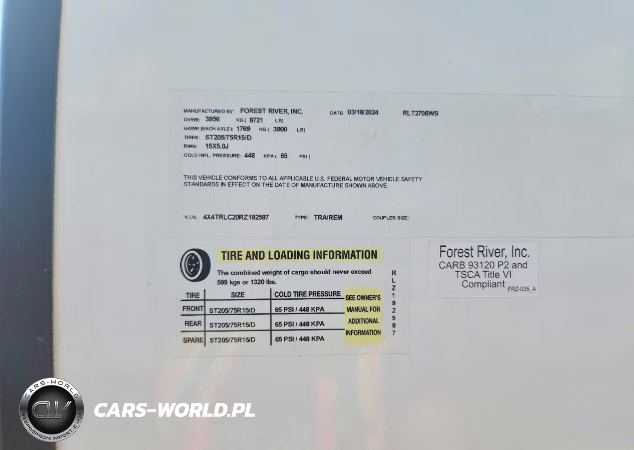 2024 Rckwd By F Trailer - Camper VIN:4X4TRLC20RZ192587 - 8
