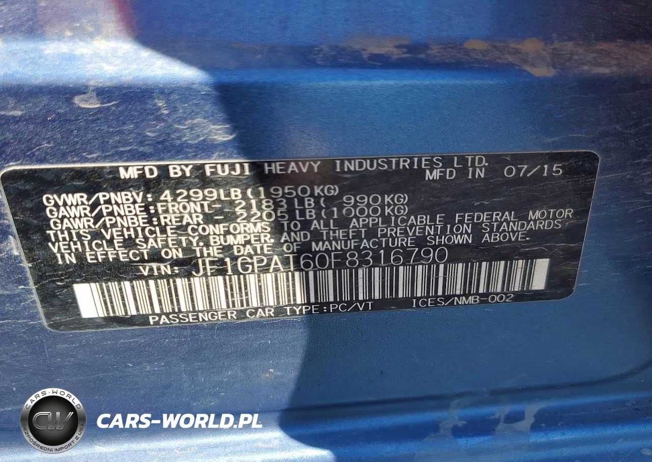 2015 Subaru Impreza Sport VIN:JF1GPAT60F8316790 - 13