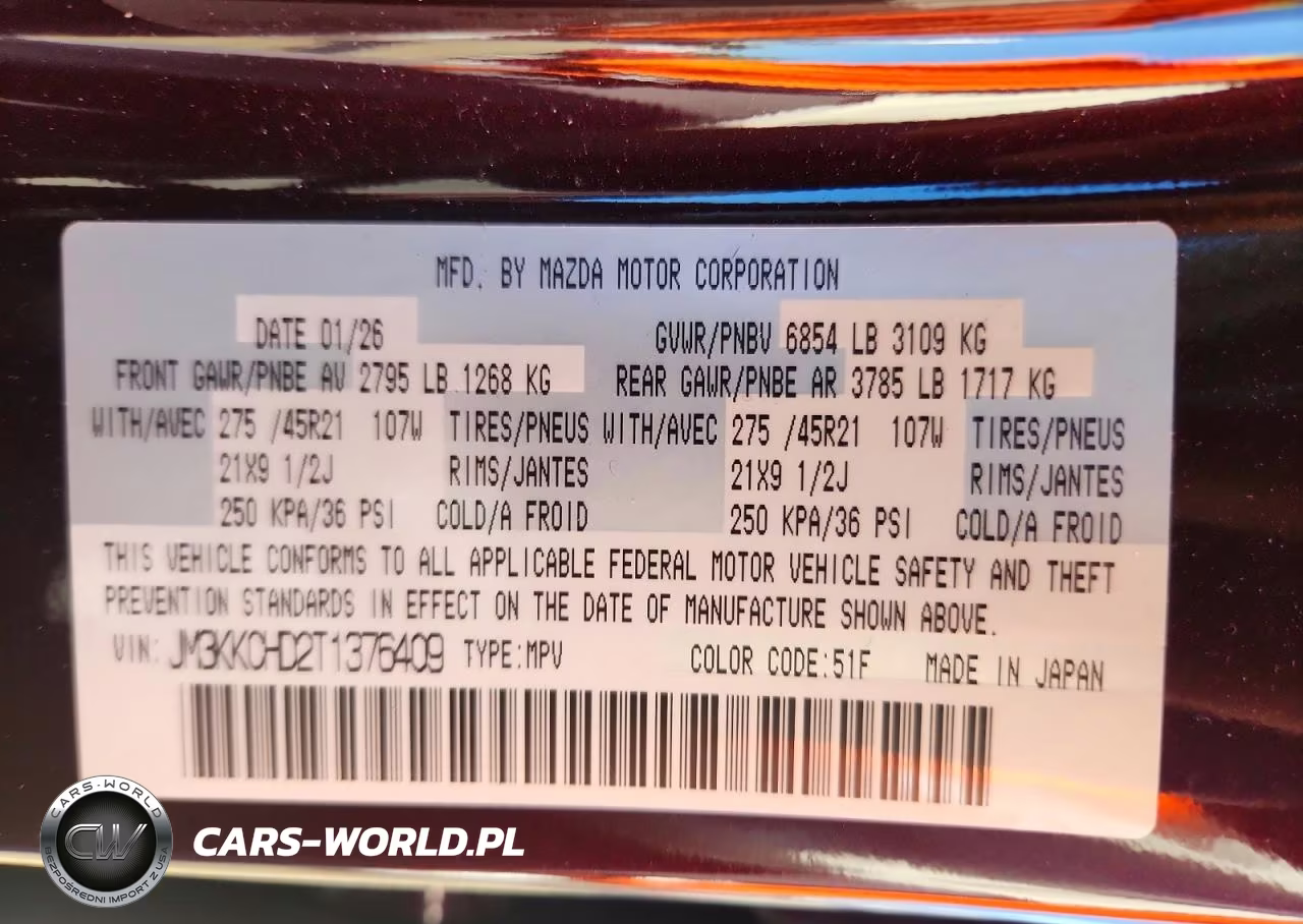 2026 Mazda Cx-90 Premium Sport VIN:JM3KKCHD2T1376409 - 13