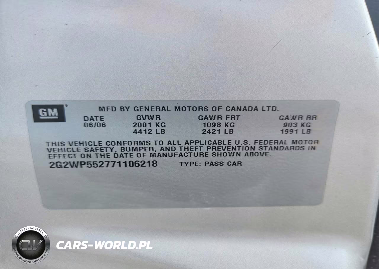2007 Pontiac Grand Prix VIN:2G2WP552771106218 - 12