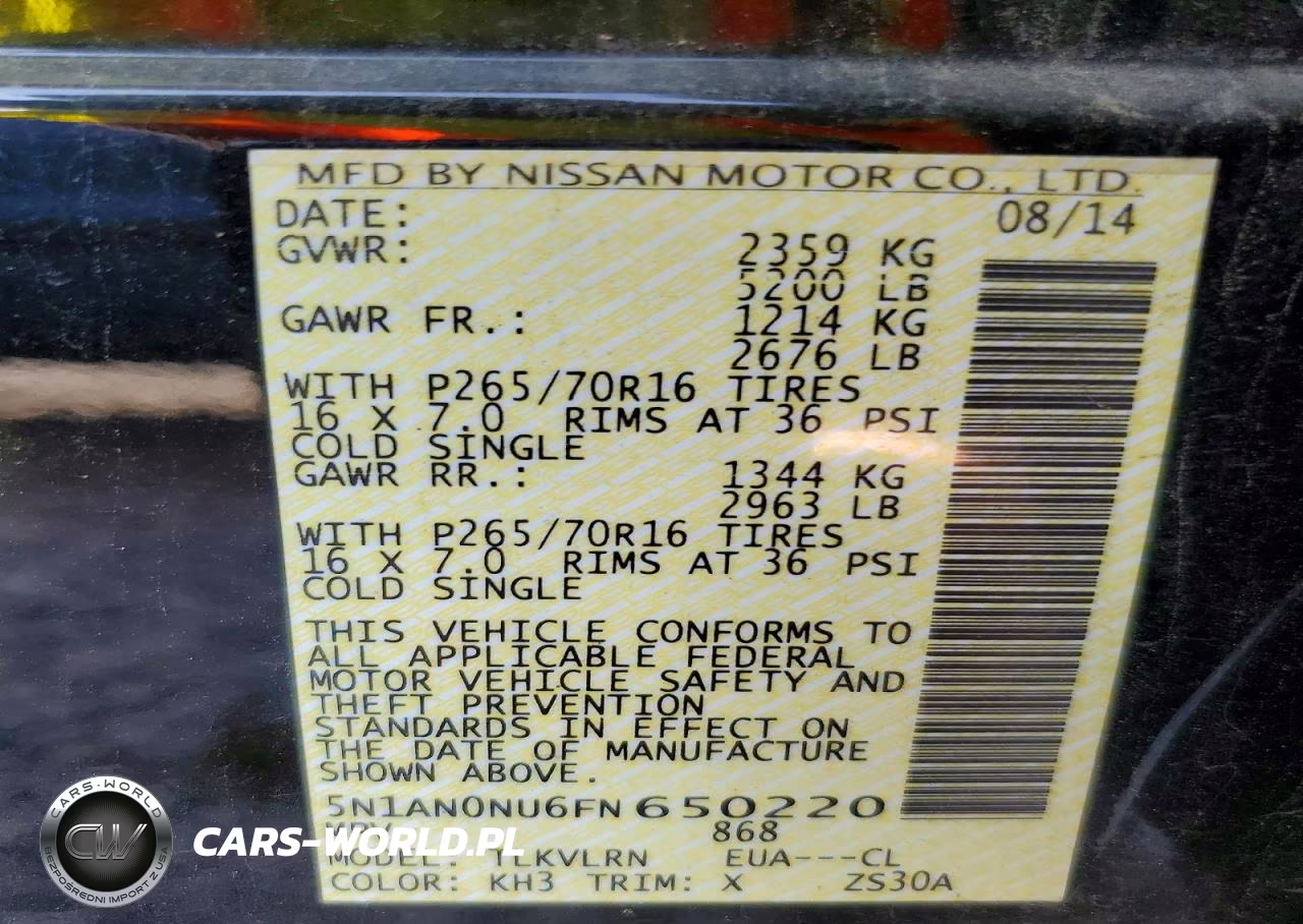 2015 Nissan Xterra X VIN:5N1AN0NU6FN650220 - 12