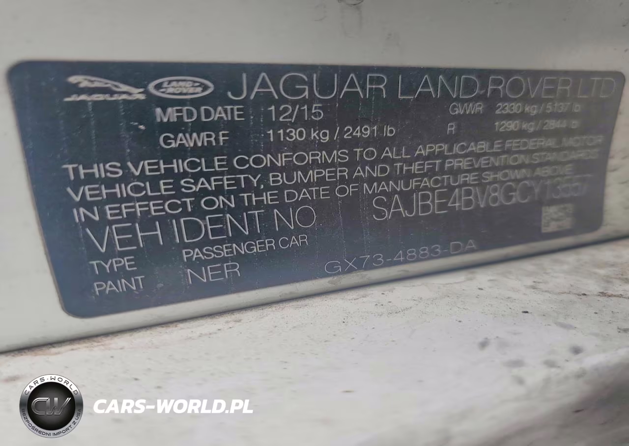 2016 Jaguar Xf Prestige VIN:SAJBE4BV8GCY13557 - 13
