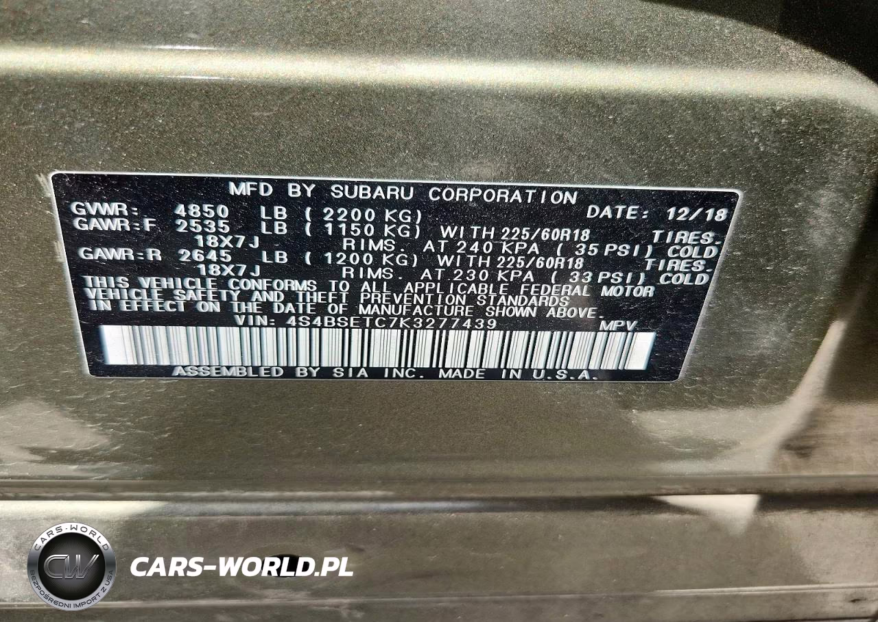 2019 Subaru Outback Touring VIN:4S4BSETC7K3277439 - 14