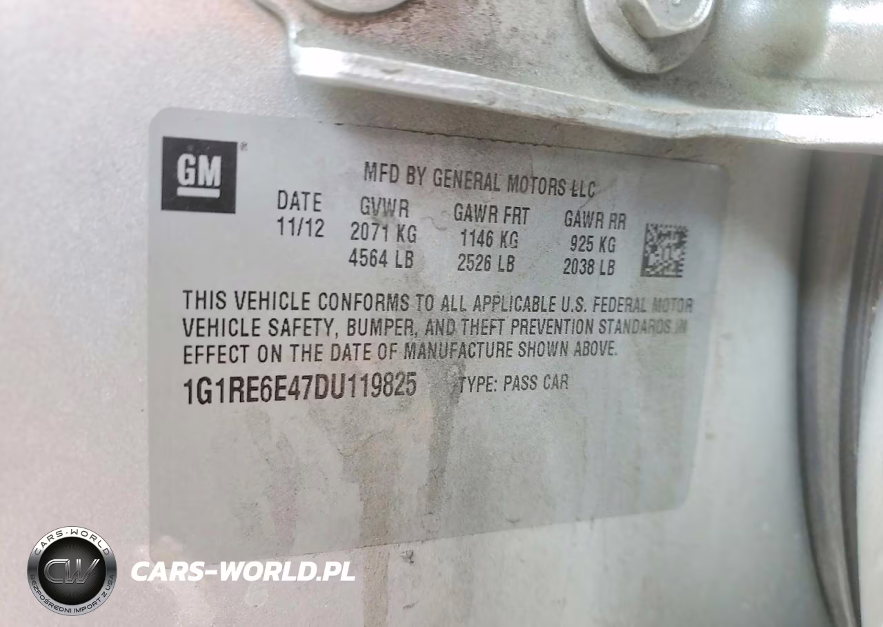 2013 Chevrolet Volt VIN:1G1RE6E47DU119825 - 12